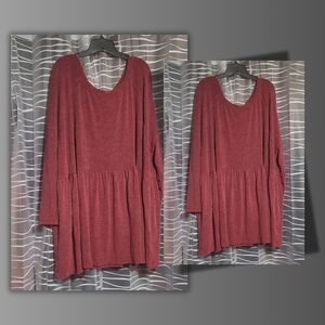 Elegant Burgundy Long Sleeve Tunic